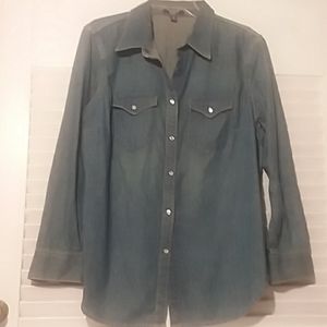 CHAPS Blue Jean Blouse